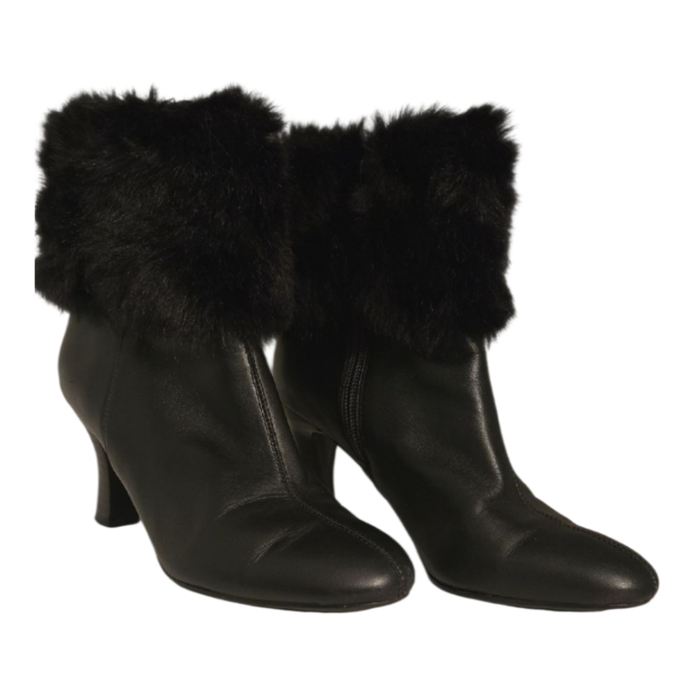 Array Black Fur-Trimmed Heeled Boots